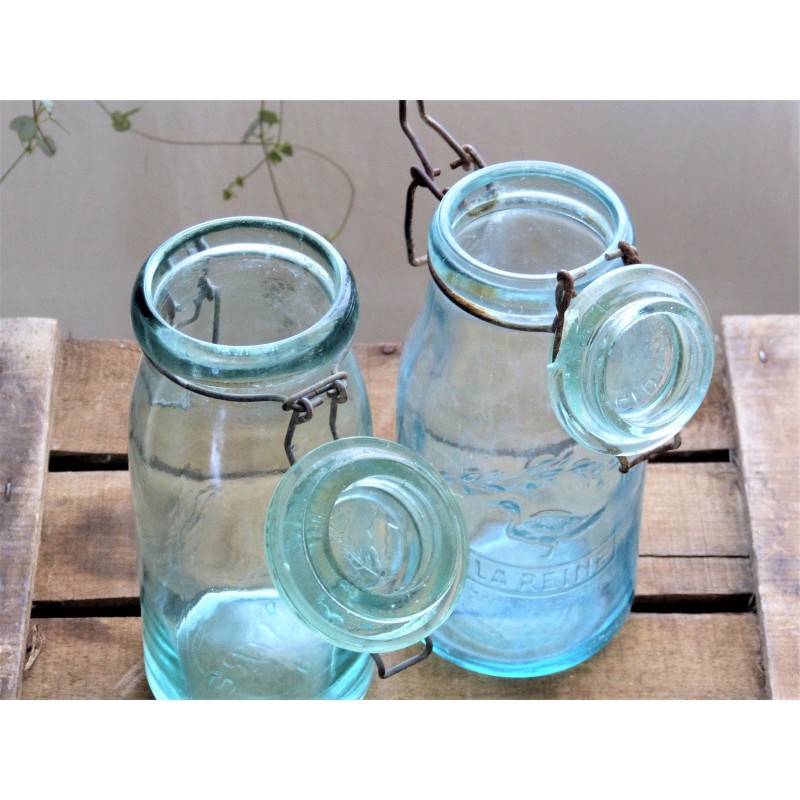 Ancien bocal en verre L'Idéale bocal brocante vintage old French jar