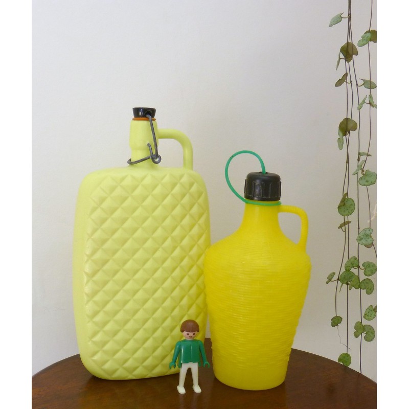Bouteille Isotherme Vintage Domec Bordeaux - Plastique Jaune Années 70 - 34cm