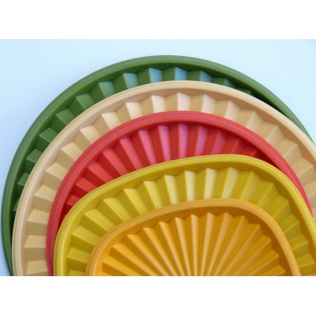 Bote Tupperware jaune Solel d'or logo solel marron vntage 70 - La