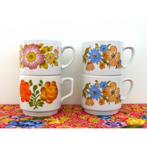 4 Mugs fleurs Monopoli...