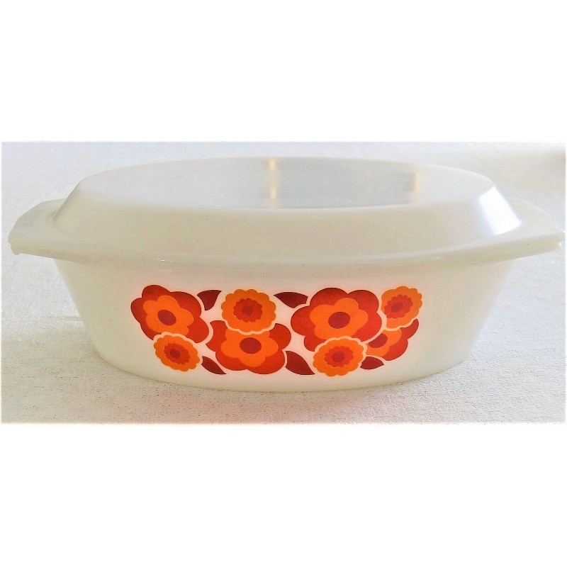 Cocotte Arcopal France – Décor Fleurs Marguerites – Vintage – 26x19 Cm