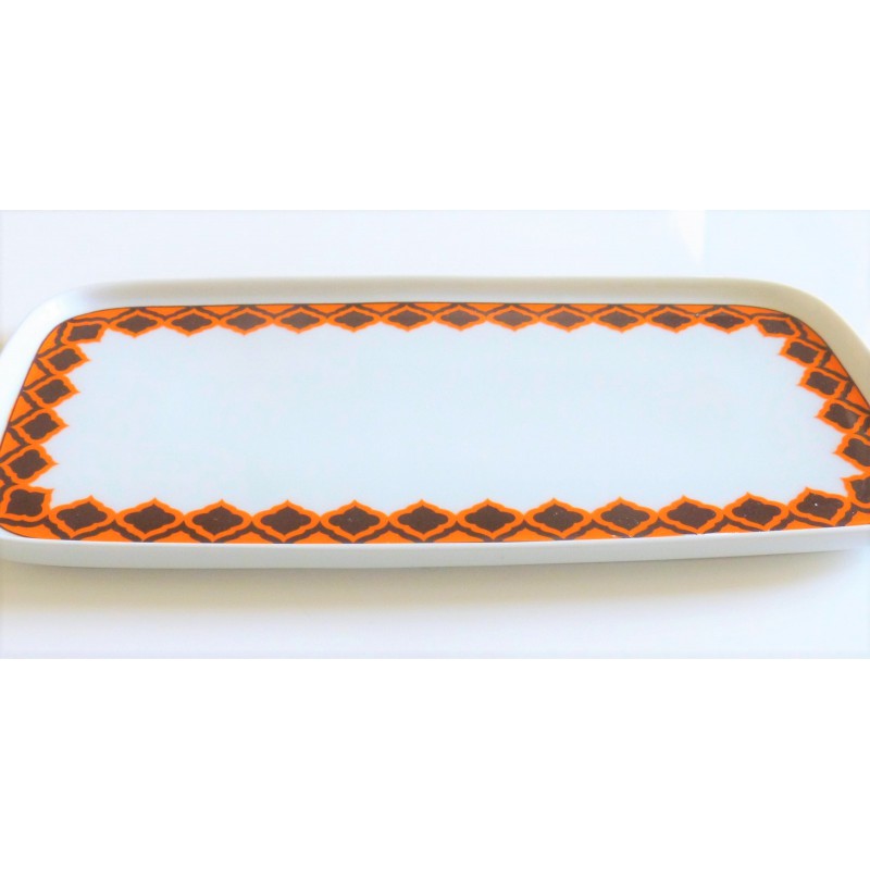 Service à Thé Vintage Melitta – Porcelaine Orange/blanc, 1 Théière, 6 Assiettes