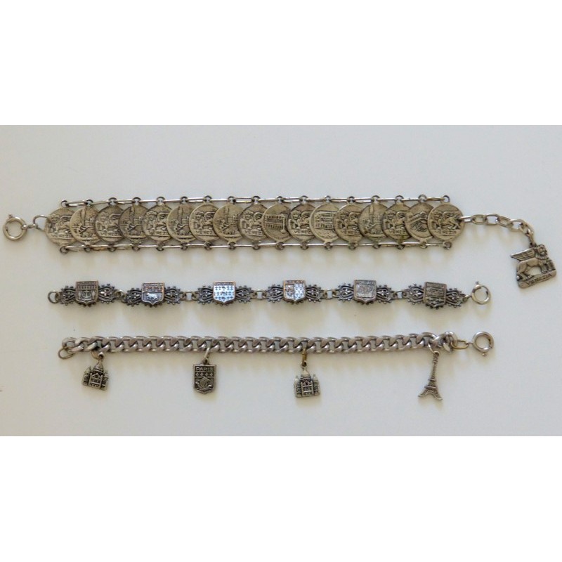 Argent - Bracelet à breloques vintage anglais avec 9