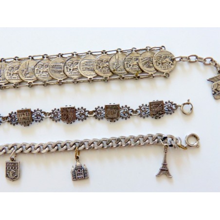 Bracelet Vintage JACKY DE G Paris - À Breloques Et Perles Acryliques - Doré