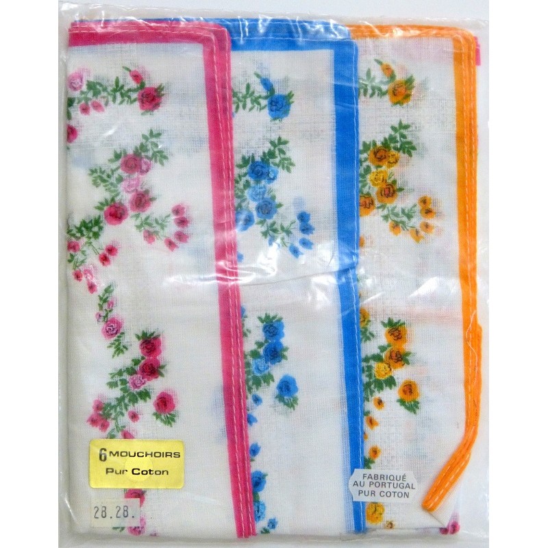 HOULIFE Femme Mouchoirs Tissu épais en Pur Coton Peigné Motif Floral pour Usage Quotidien Lot de 6/12 Pièces 45x45cm 