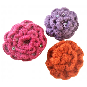 3 Broches fleur en crochet...