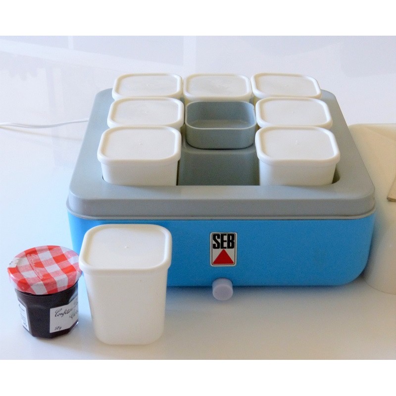 Yaourtière Seb électrique Bleue Vintage 60 S Avec 8 Pots Blancs