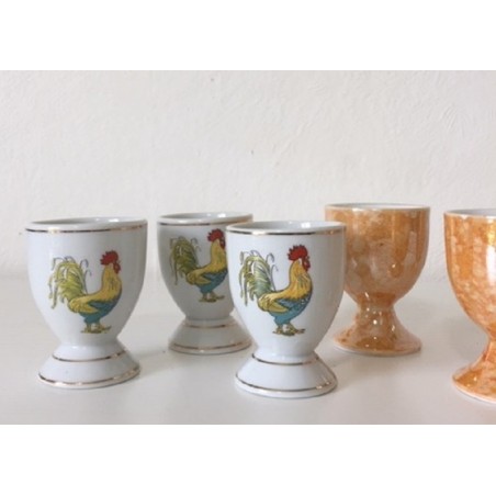 Lot De 6 Coquetiers Vintage – Poterie Du Périgord – Années 1970 – Oiseaux