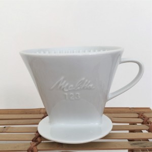 Ancien Porte filtre à café Melitta 123 en porcelaine blanche