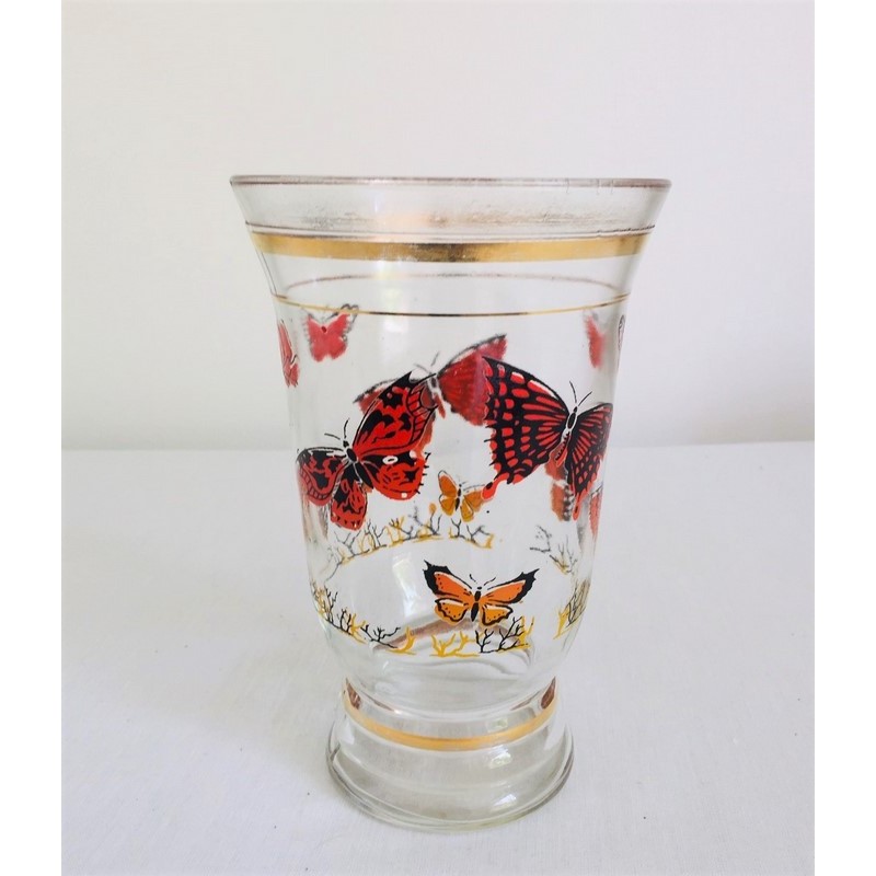 Boîte Blanche Avec Couvercle En Verre Biseauté Décor Papillon - Occasion, Sans Marque