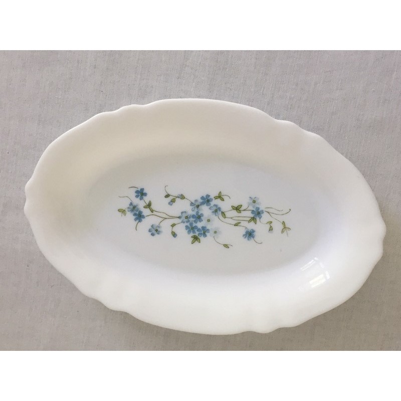 Plat Ovale Arcopal Motif Myosotis - Verre Multicouleur - Occasion