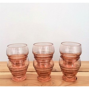 6 petits verres Art deco roses