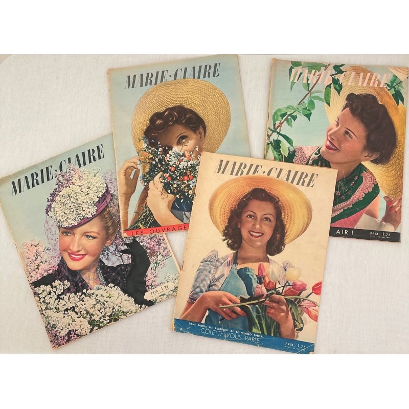 4 anciens magazines Marie Claire Mode et Fleurs Années 1939 et 1940