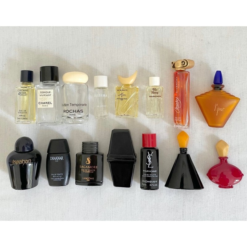 Lot de 15 Flacons de parfum miniatures vintage années 80 et 90