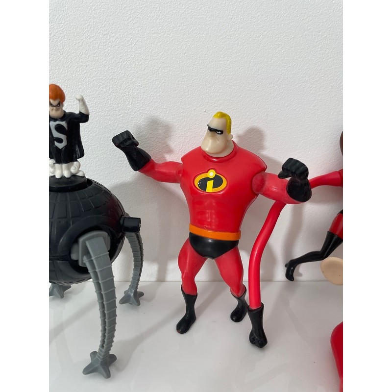 4 figurines vintage Les Indestructibles Disney Happy Meal McDo 2004