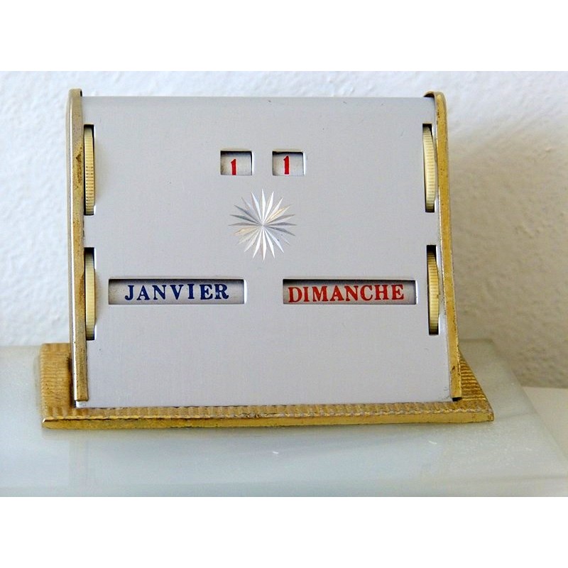 Calendrier Perpétuel Vintage En Socle Cuir Noir LE TANNEUR - Fabriqué En France