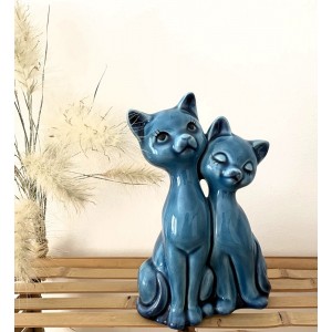 Statuette paire de chats en...