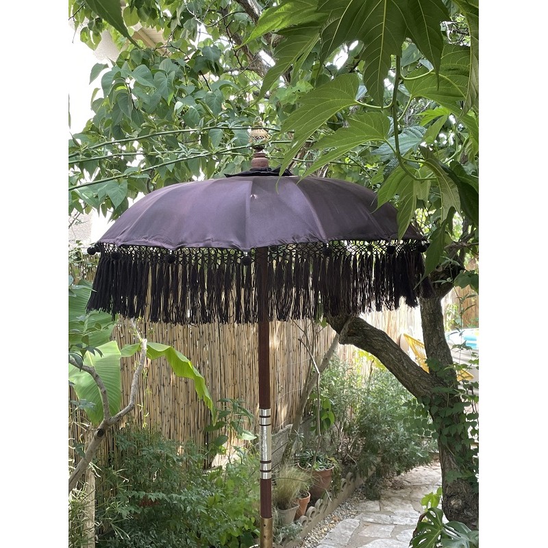 VidaXL Parasol Balinais Crème En Coton Et Bois, Taille 180-190 X 250 Cm