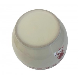Lot De 6 Bols En Grès Blanc Avec Cœur Rouge - 520 Ml - Compatible Lave-vaisselle Et Micro-ondes
