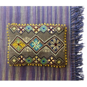 Coussin et plaid bohèmes bleus
