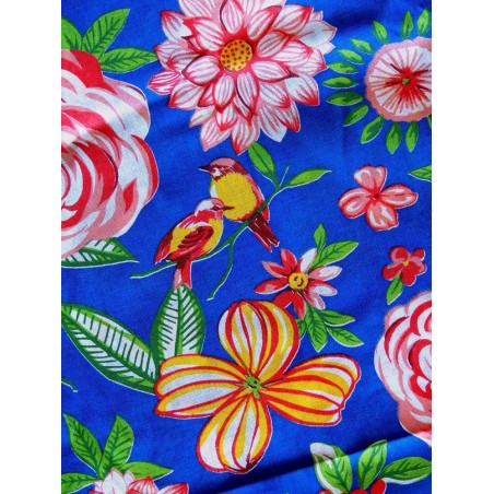 Coupon Tissu Ancien Vintage Coton Fleuri - 126x212 Cm, Motif Floral Années Passées
