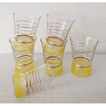 EPOQUE ART DECO - Paire de Vases Cornets Signés ADAT verre granité décor à l'or
