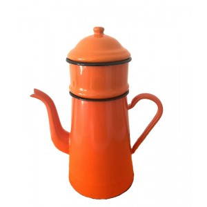 Cafetiere email ancienne jaune