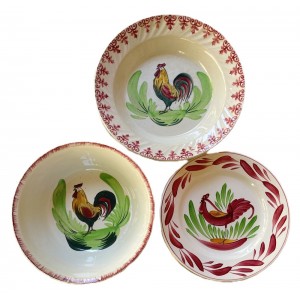 3 anciens plats à décor de Coq